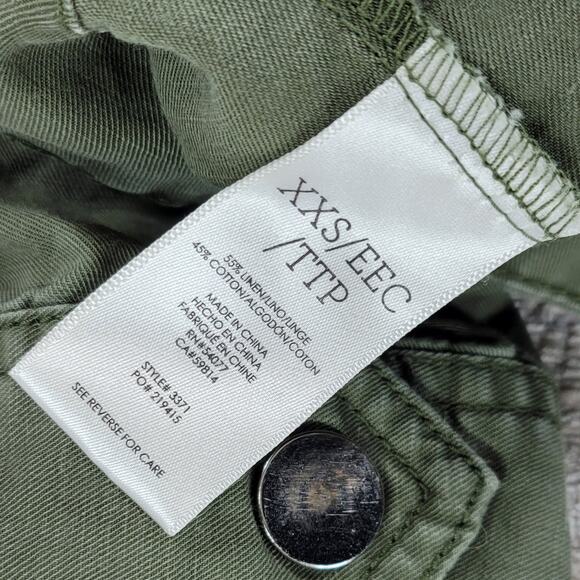 Cabi Bird Utility Jacket Women’s XXS Green Linen Sequin Appliqué Military Parka - Picture 15 of 16